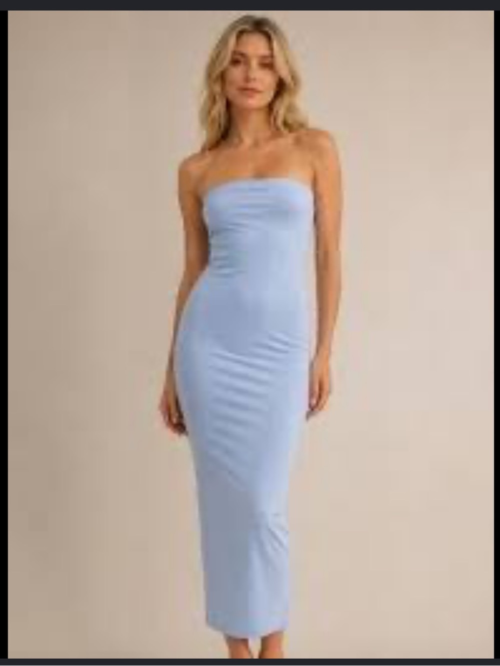 Revamped Strapless Blue Mesh Bodycon Dress Form Fitting Midi Maxi festival XS